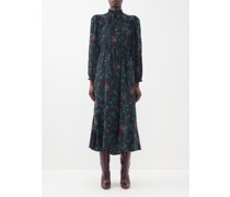 Zahra Floral-print Silk-crepe De Chine Midi Dress