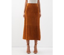 Ada Panelled-suede Midi Skirt