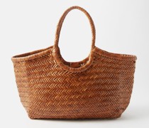 Nantucket Large Woven-leather Basket Bag
