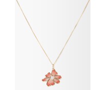 Funky Flower Opal, Enamel & 14kt Gold Necklace