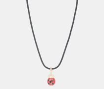 Ladybird Enamel & 14kt Gold Necklace