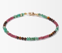 Bracelet en or 14 carats, émeraude et rubis