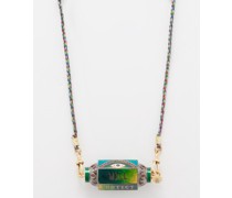Collier en or 14 carats, saphir, diamants Evil Eye