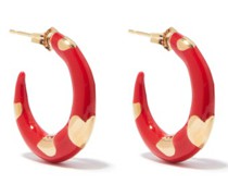 Petit Amour 14kt Gold & Enamel Hoop Earrings