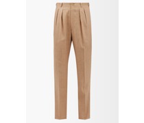 Umberto Pleated Linen-blend Twill Trousers