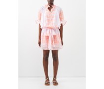 Dhaka-print Ruffle-trim Cotton Mini Dress