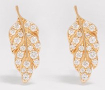 Feather Diamond & 14kt Gold Earrings