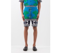 Geometric-jacquard Cotton-blend Piqué Shorts