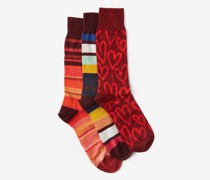 Pack Of Three Printed Cotton-blend Socks