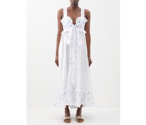 Valentina Floral-embroidered Ruffled Cotton Dress