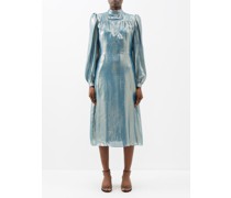 Robe midi en lamé de soie mélangée fluide Angelica