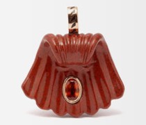 Capri Shell Jasper, Sapphire & 18kt Gold Charm