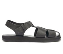 Caged Grained-leather Sandals