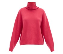 Cropped Displaced-sleeve Roll-neck Wool Sweater