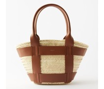 Santorini Leather-cage Raffia Basket Bag
