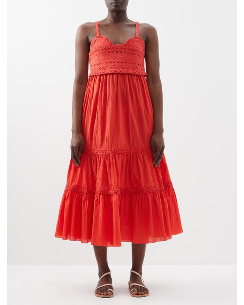 Sea Damen Camila Corded-bodice Cotton Midi Dress