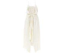 Knot-front Elasticated-waist Crepe Dress
