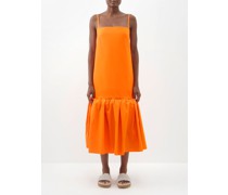 Gathered Flounce-hem Organic-cotton Dress