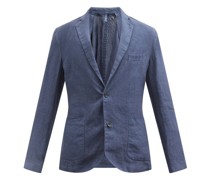Patch-pocket Linen-hopsack Suit Jacket