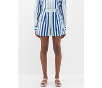 Beatrice Ikat-stripe Cotton Shorts