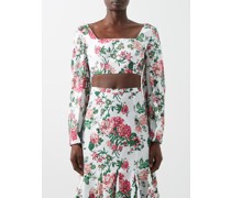 Brenda California Floral-print Cotton Crop Top