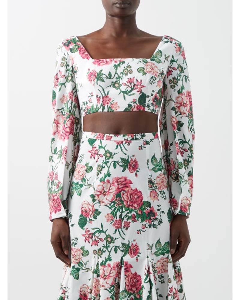 EMILIA WICKSTEAD Damen Brenda California Floral-print Cotton Crop Top