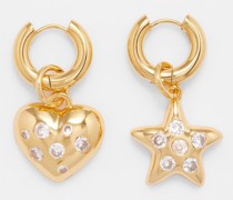 Mismatched Heart And Star Hoop Earrings