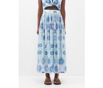 Jupe midi en voile de coton Leandra Sea U