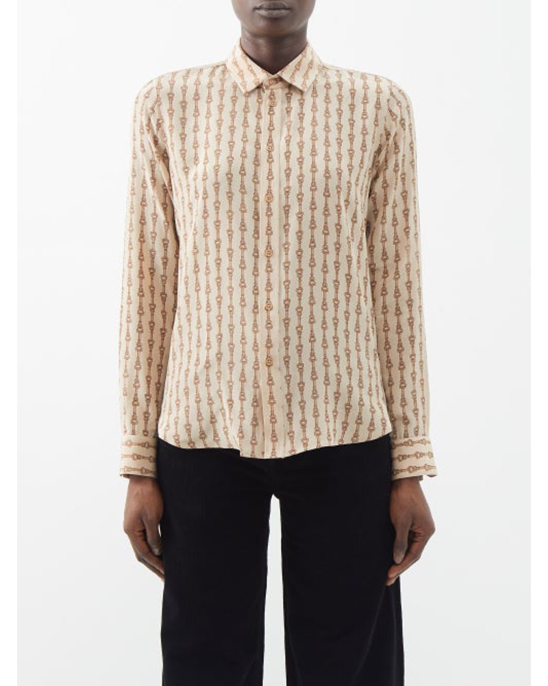 Nili Lotan Damen Gaia Chain-print Silk Shirt