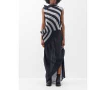 Asymmetric Striped Cotton-blend Jersey Dress