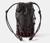Perleta Beaded Leather Clutch Bag