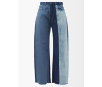 Patchwork Recycled-denim Wide-leg Jeans