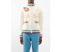Logo-jacquard Zipped Cotton Sweater