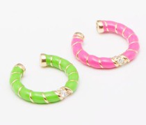Set Of Two Diamond, Enamel & 9kt Gold Ear Cuffs