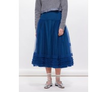 Uma Ruffled Tulle Midi Skirt