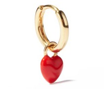 Heart-charm 14kt Gold Single Hoop Earring