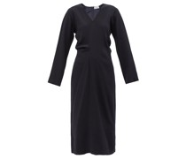 Draped Raglan-sleeve Wrap Dress