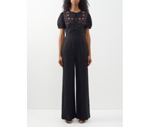 Marlow Shell-embroidered Linen Jumpsuit