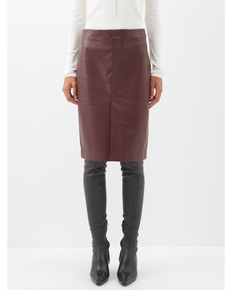 Bottega Veneta Damen Front-slit Leather Pencil Skirt