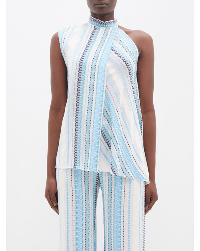 Zeus + Dione Damen Aelo Striped Silk-blend Top