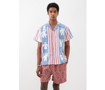 Appliquéd Striped Cotton Shirt