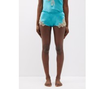 Lace-trimmed Silk-satin Shorts