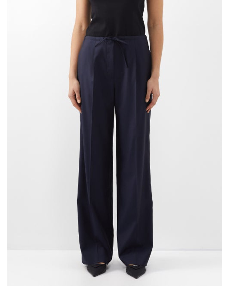 Prada Damen Batavia Pleated Tie-waist Wool-twill Trousers