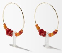 Coral & 14kt Gold-filled Hoop Earrings