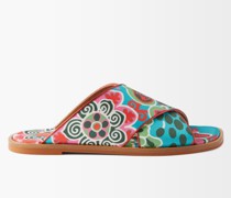 Floral-print Satin Sandals