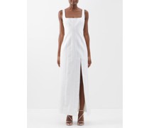Portrait Square-neck Grosgrain Maxi Dress