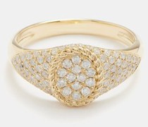 Chevalière Mini Diamond & 9kt Gold Ring