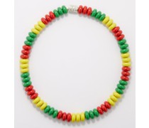 Enamel Bead & Silver Necklace