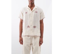 Floral-embroidered Cotton-blend Shirt