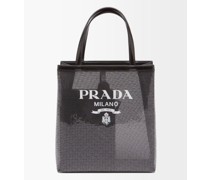 Logo-print Sequinned Mesh And Leather Bag